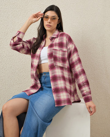 Chimpaaanzee Women Pink Oversized Shirt