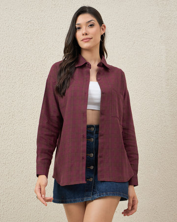 Chimpaaanzee Women Wine Oversized Shirt
