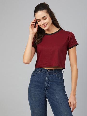 Chimpaaanzee Women Round Neck Crop T-shirt