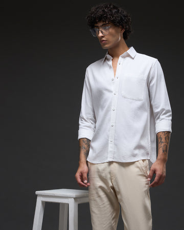 Chimpaaanzee Men White Regular Fit Shirt