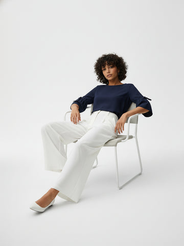 Chimpaaanzee Women Flared Sleeve Navy Top
