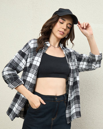 Chimpaaanzee Women Black & White Oversized Shirt