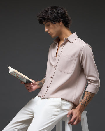 Chimpaaanzee Men Beige Regular Fit Shirt