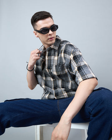 Chimpaaanzee Men Grey Oversized Shirt