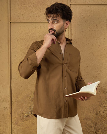 Chimpaaanzee Men Brown Regular Fit Shirt