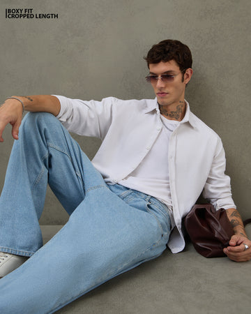 Chimpaaanzee Men White Boxy Fit Shirt