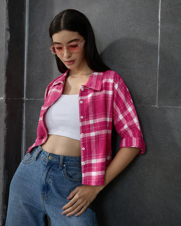 Chimpaaanzee Women Pink Crop Shirt