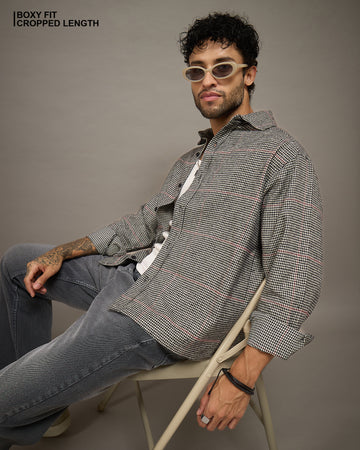 Chimpaaanzee Men Black Boxy Fit Shirt