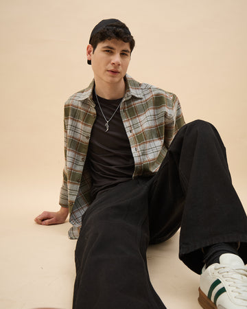 Chimpaaanzee Men Green & Grey Oversized Fit Shirt - CHIMPAAANZEE