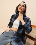 Chimpaaanzee Women Blue & Black Oversized Shirt - CHIMPAAANZEE