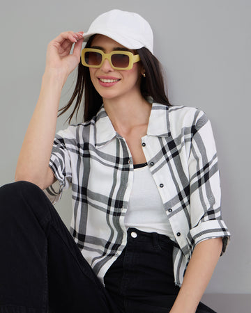 Chimpaaanzee Women White & Black Crop Shirt