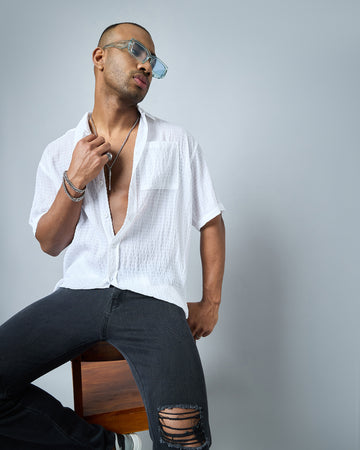 Chimpaaanzee Men White Oversized Shirt
