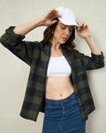 Chimpaaanzee Women Green & Black Oversized Shirt - CHIMPAAANZEE