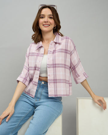 Chimpaaanzee Women Purple Crop Shirt
