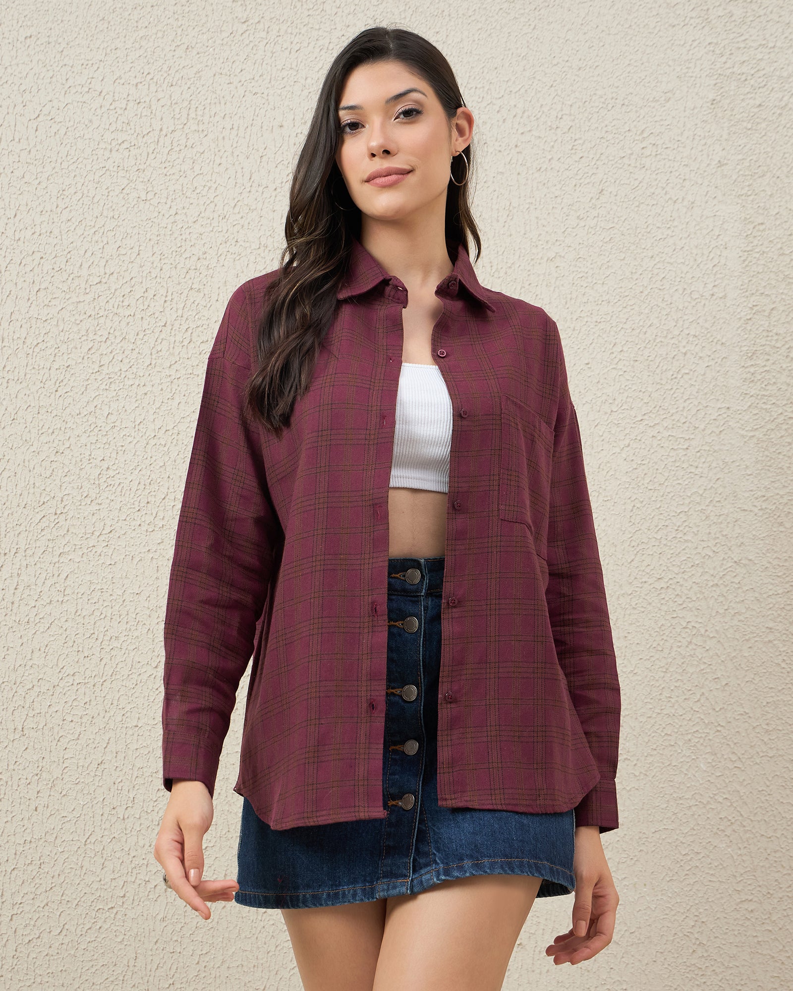 Chimpaaanzee Women Wine Oversized Shirt