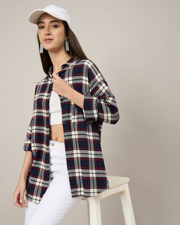 Chimpaaanzee Women Navy & Maroon Oversized Shirt