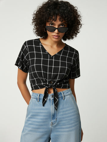 Chimpaaanzee Women Knotted Black Top