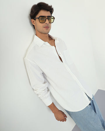 Chimpaaanzee Men White Oversized Fit Shirt