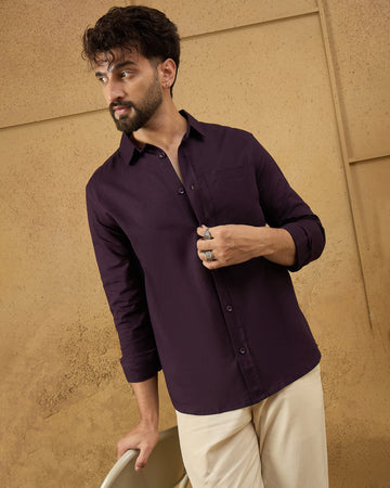 Chimpaaanzee Men Wine Regular Fit Shirt