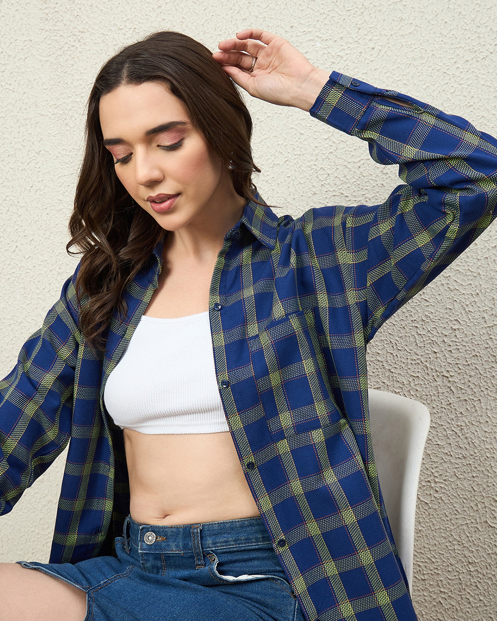 Chimpaaanzee Women Navy Oversized Shirt