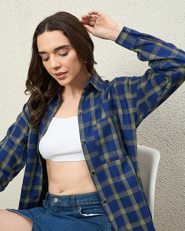 Chimpaaanzee Women Navy Oversized Shirt