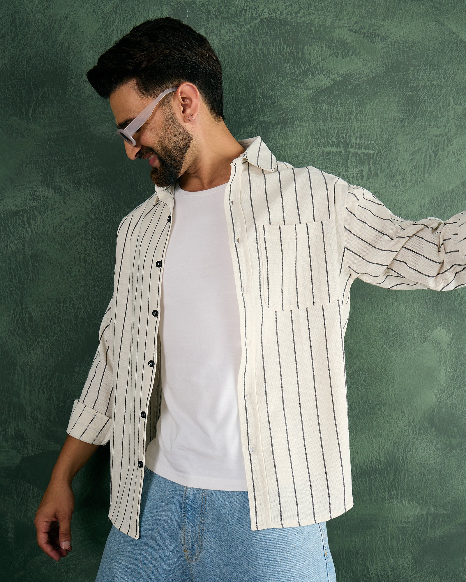 Chimpaaanzee Men White Oversized Fit Shirt
