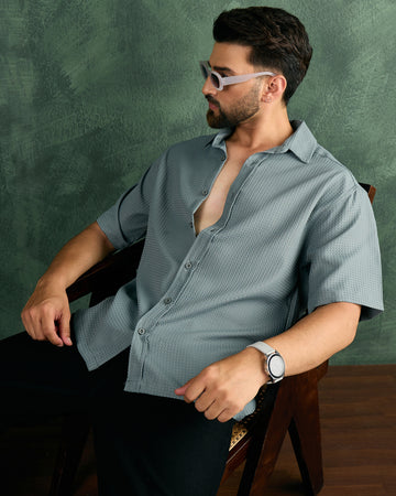 Chimpaaanzee Men Dusty Green Oversized Fit Shirt