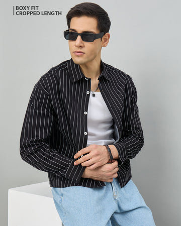 Chimpaaanzee Men Black Boxy Fit Shirt