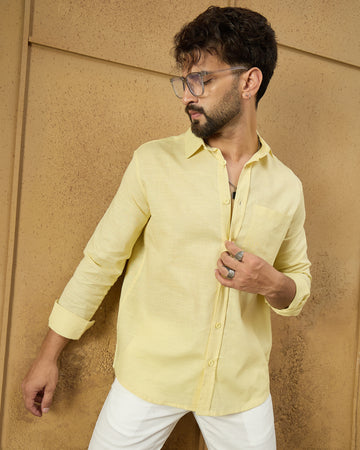 Chimpaaanzee Men Yellow Regular Fit Shirt