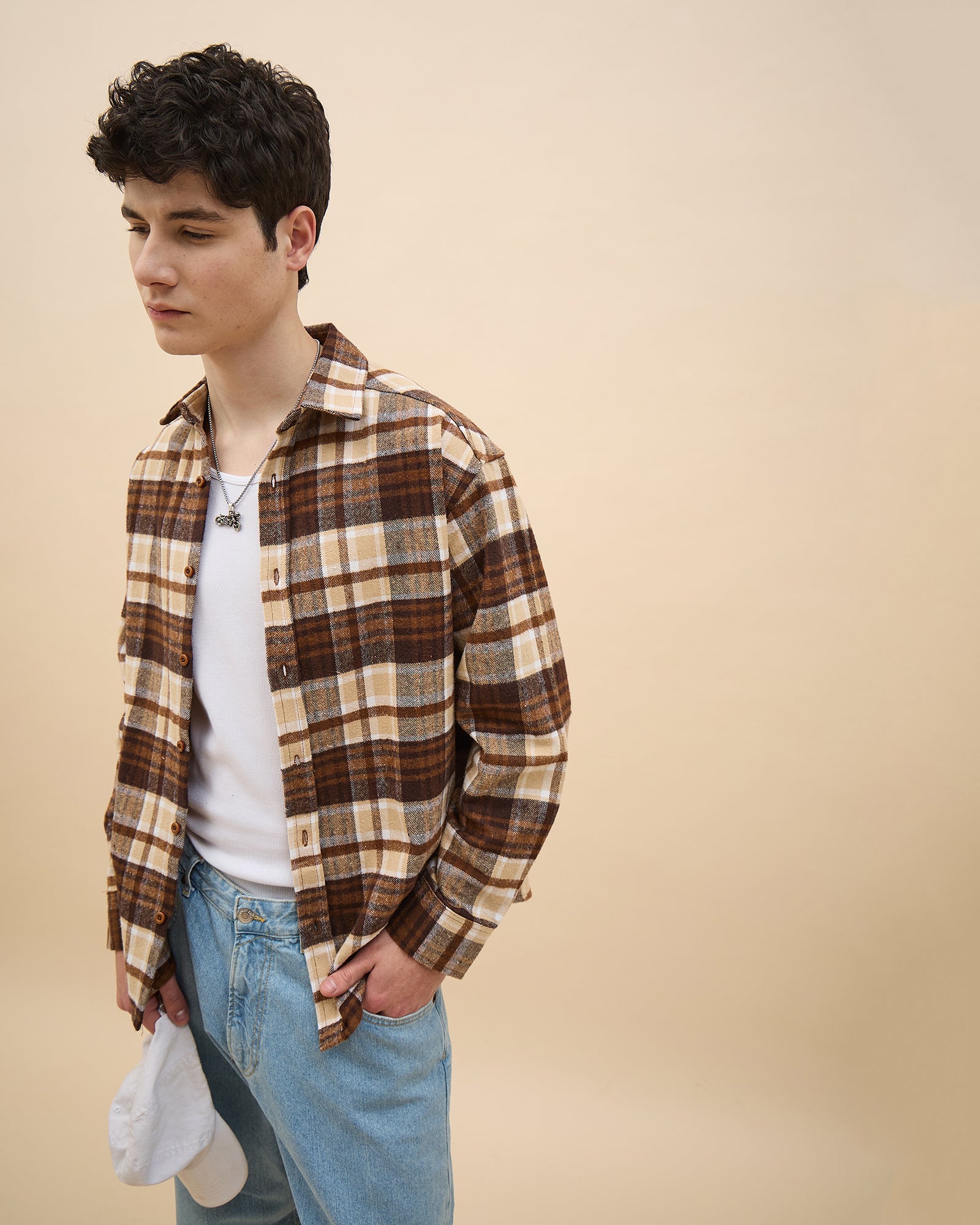 Chimpaaanzee Men Brown & Beige Oversized Fit Shirt - CHIMPAAANZEE