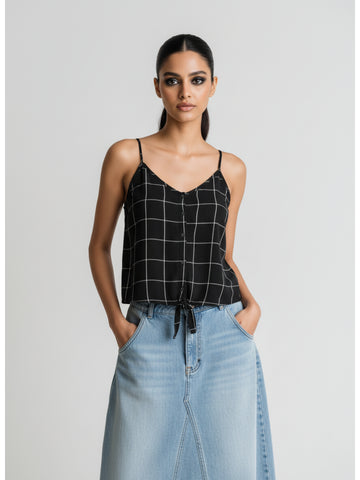 Chimpaaanzee Women Knotted Black Top