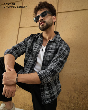 Chimpaaanzee Men Black Boxy Fit Shirt