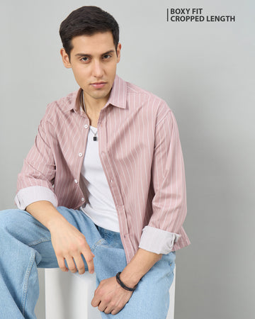 Chimpaaanzee Men Pink Boxy Fit Shirt