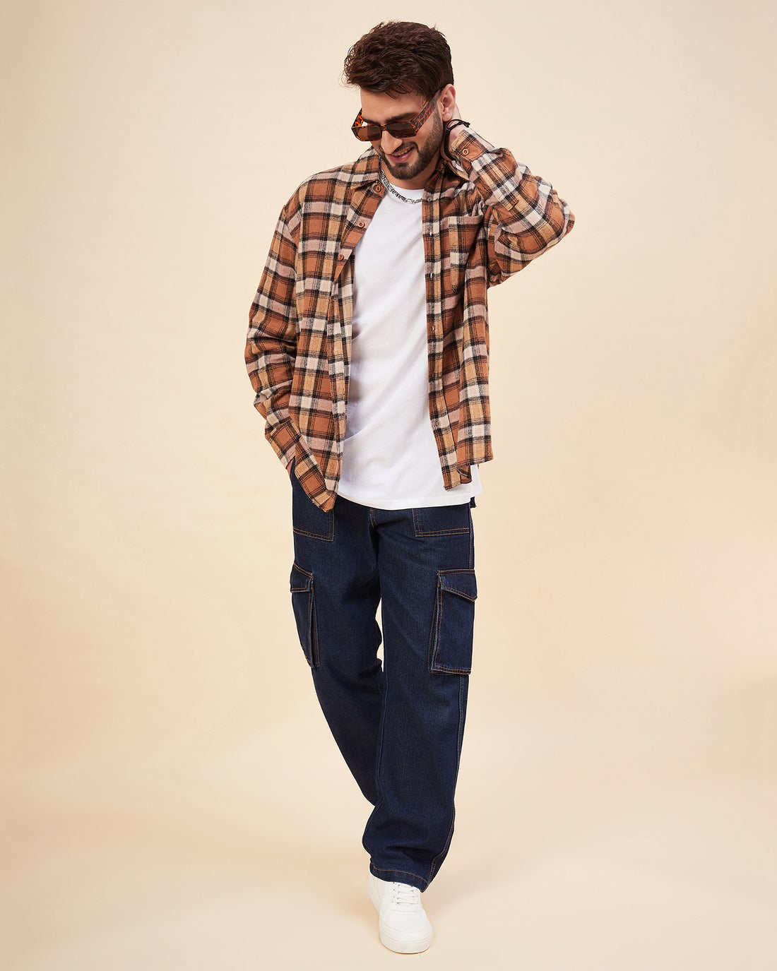 Chimpaaanzee Men Brown & Black Oversized Fit Shirt