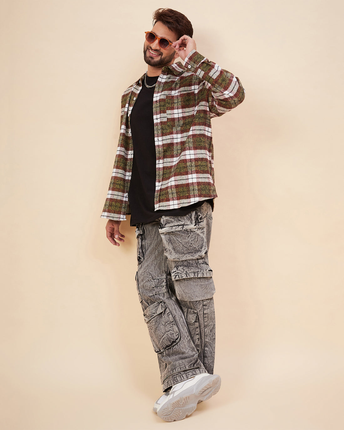 Chimpaaanzee Men Orange & Yellow Oversized Fit Shirt