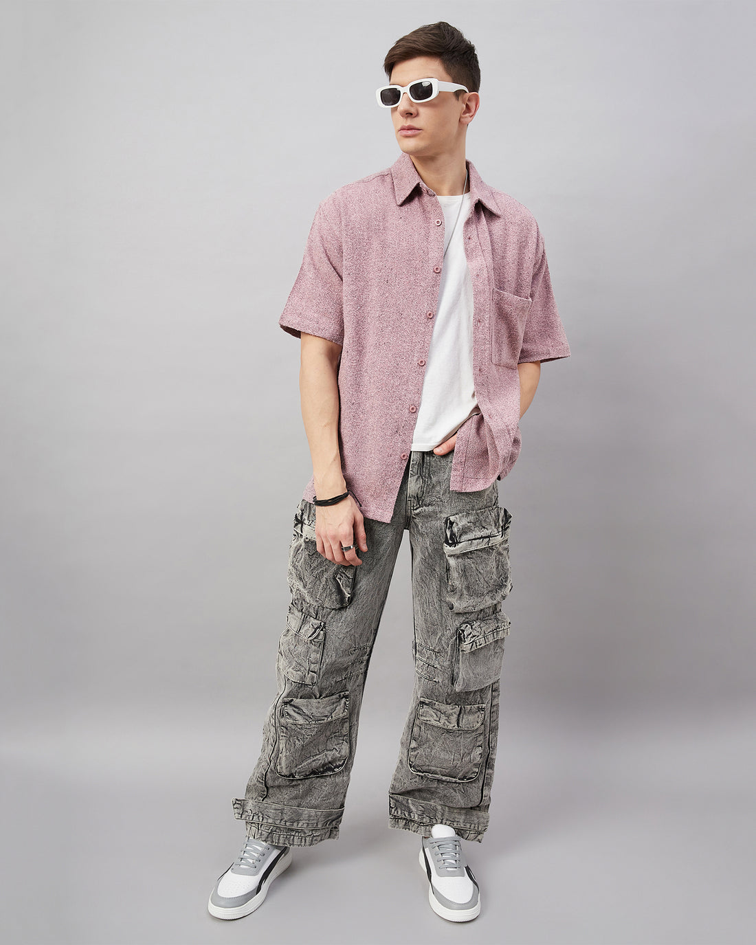 Chimpaaanzee Men Pink Oversized Fit Shirt