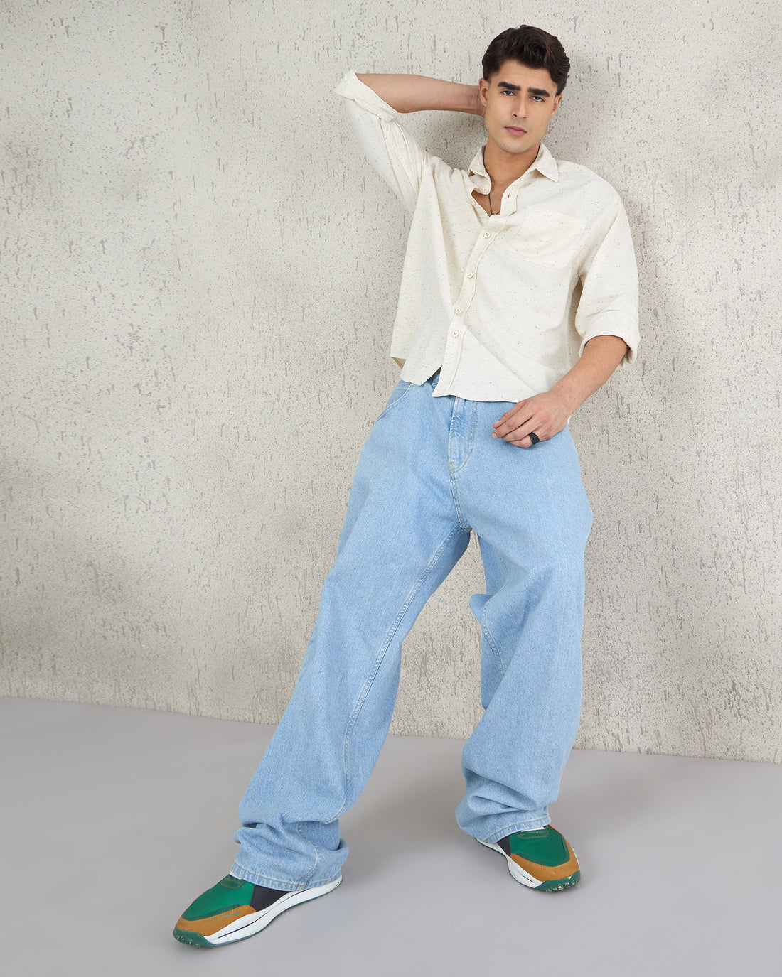 Chimpaaanzee Men Off White Oversized Fit Shirt