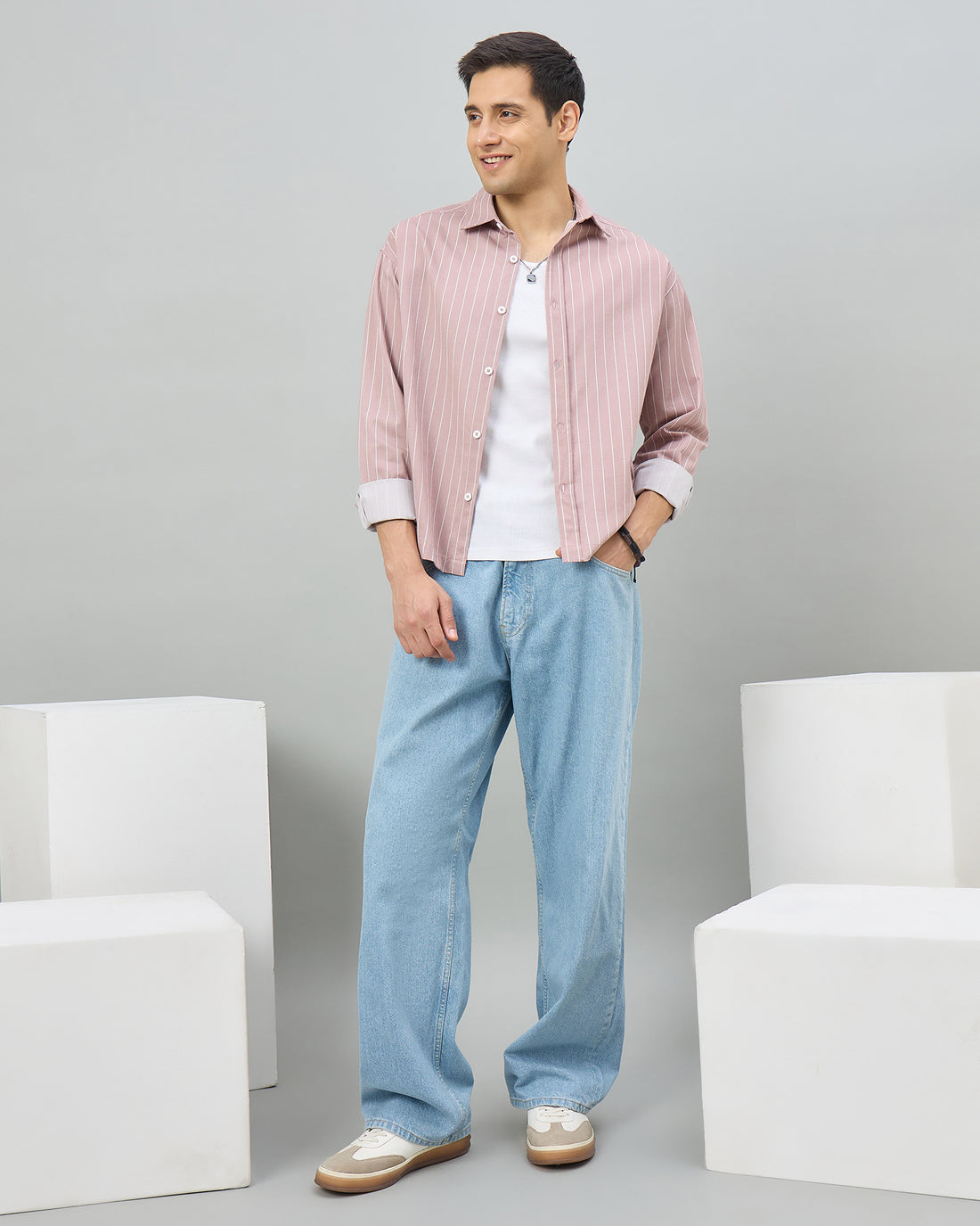 Chimpaaanzee Men Pink Boxy Fit Shirt