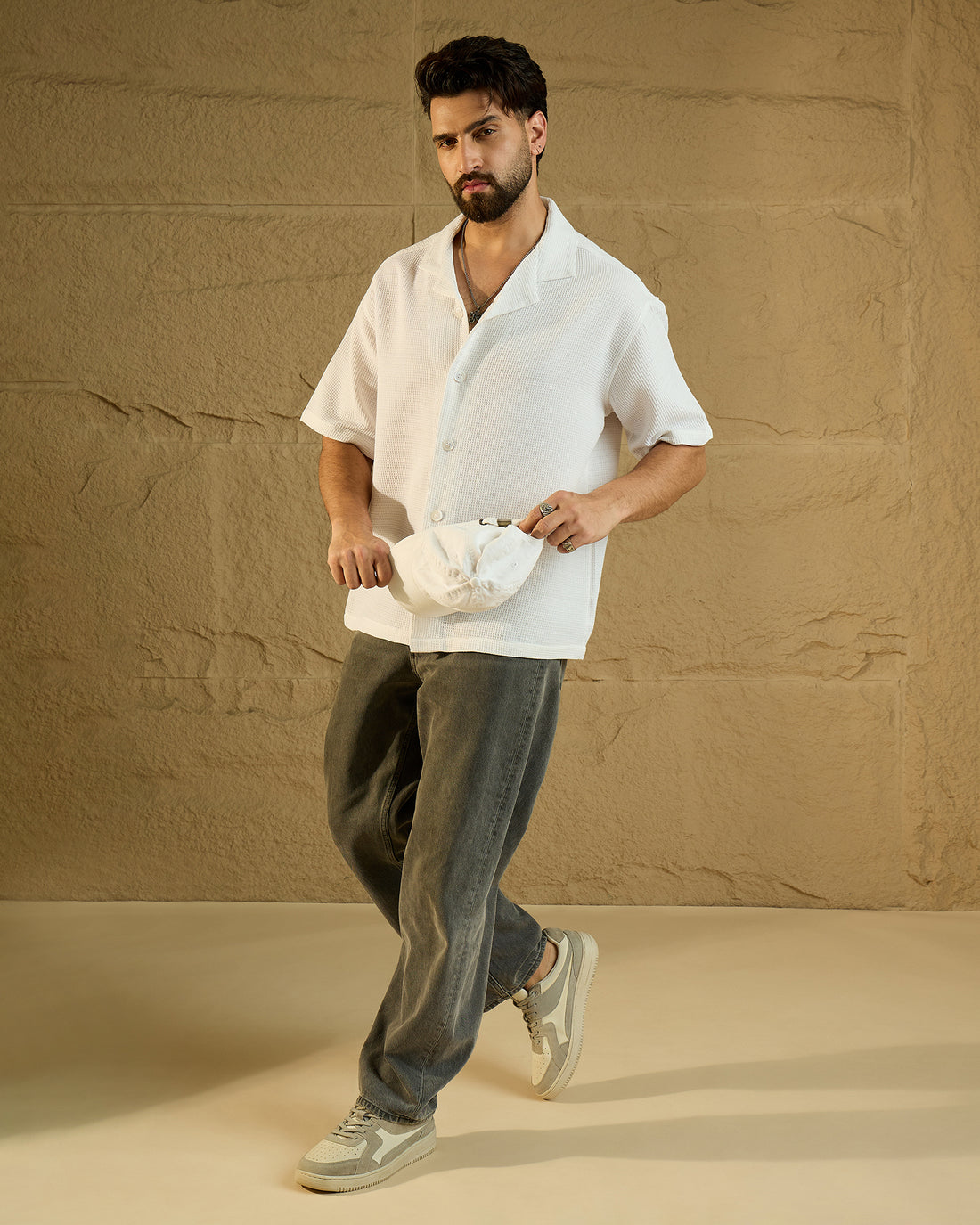 Chimpaaanzee Men White Oversized Fit Shirt