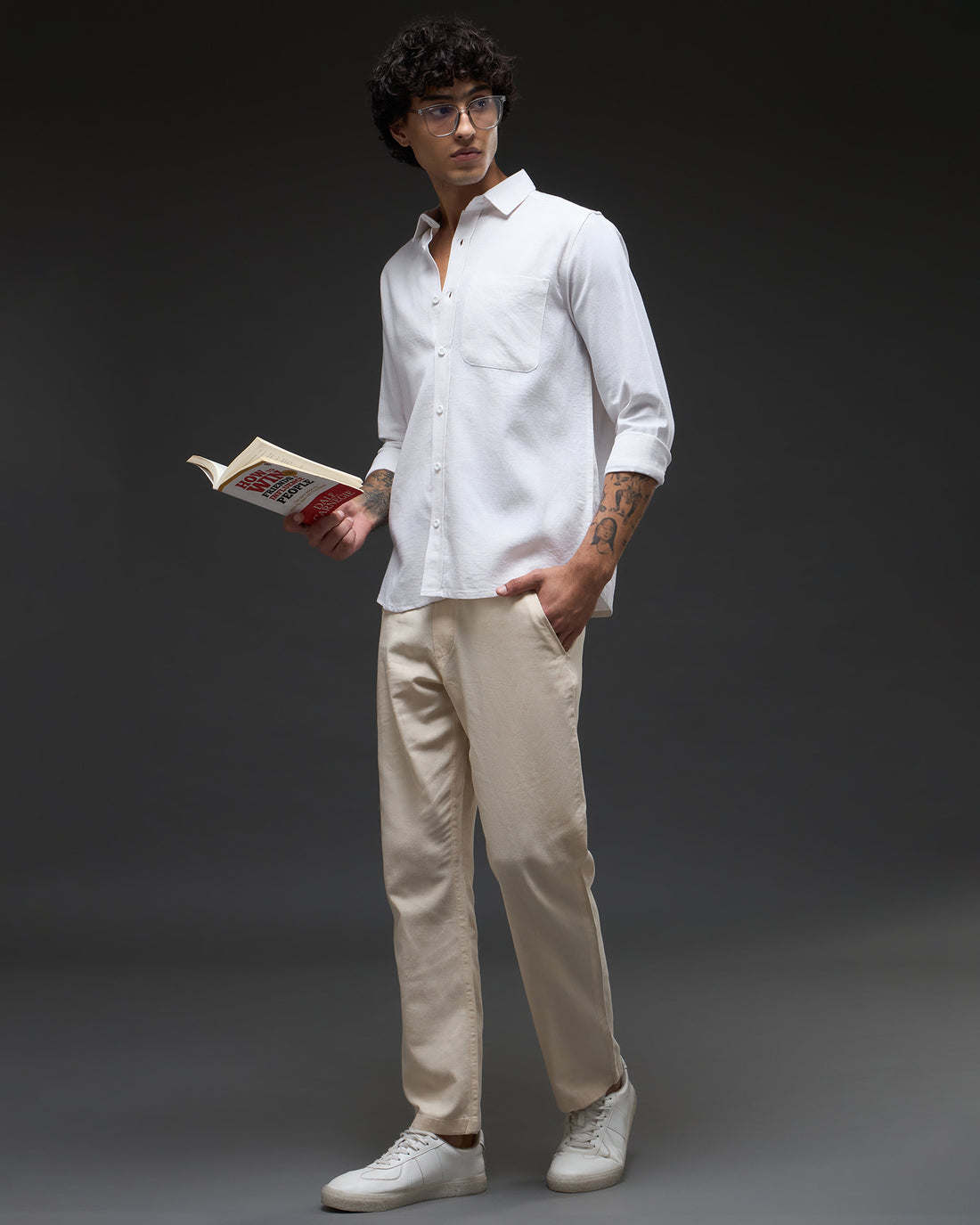 Chimpaaanzee Men White Regular Fit Shirt