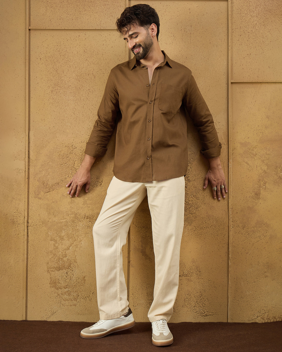 Chimpaaanzee Men Brown Regular Fit Shirt
