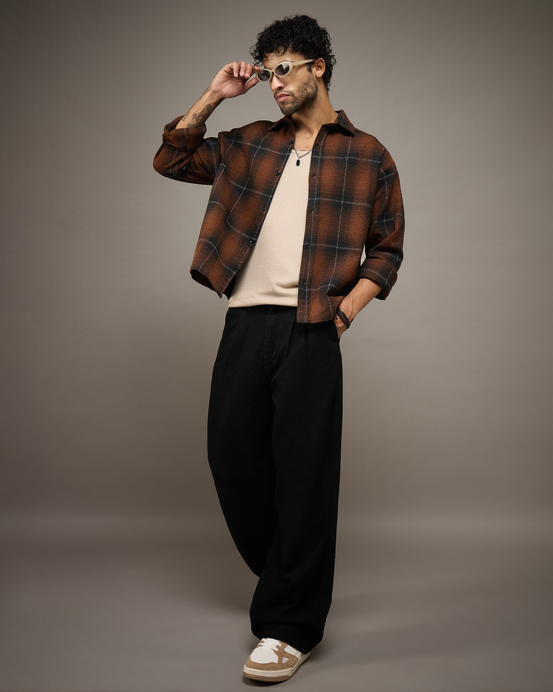 Chimpaaanzee Men Brown Boxy Fit Shirt