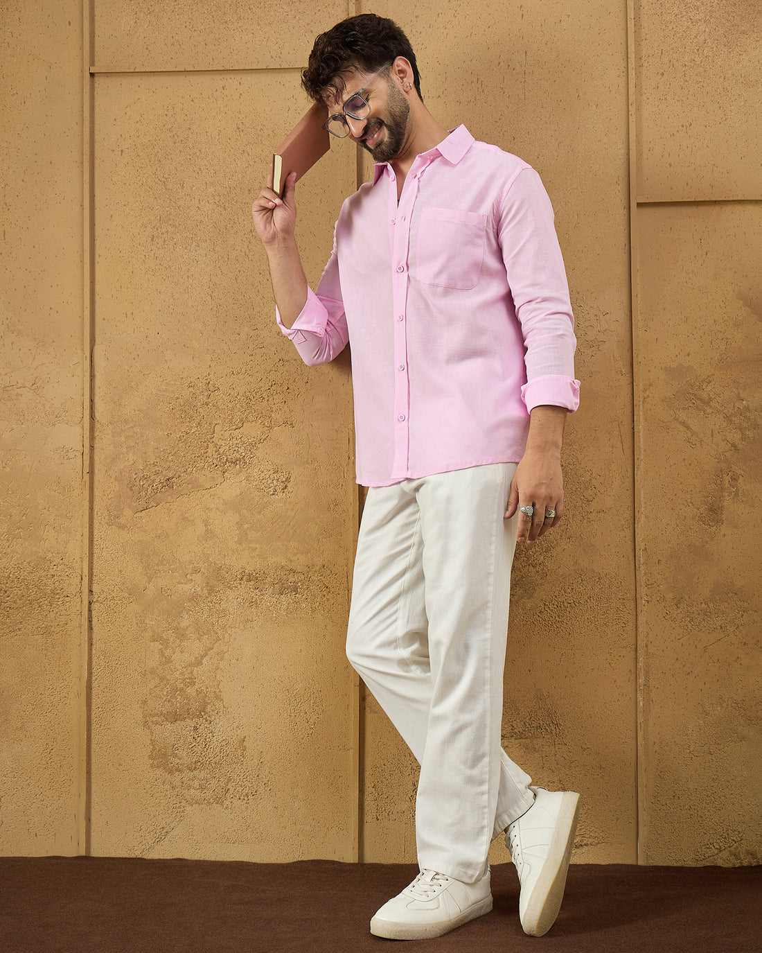 Chimpaaanzee Men Pink Regular Fit Shirt