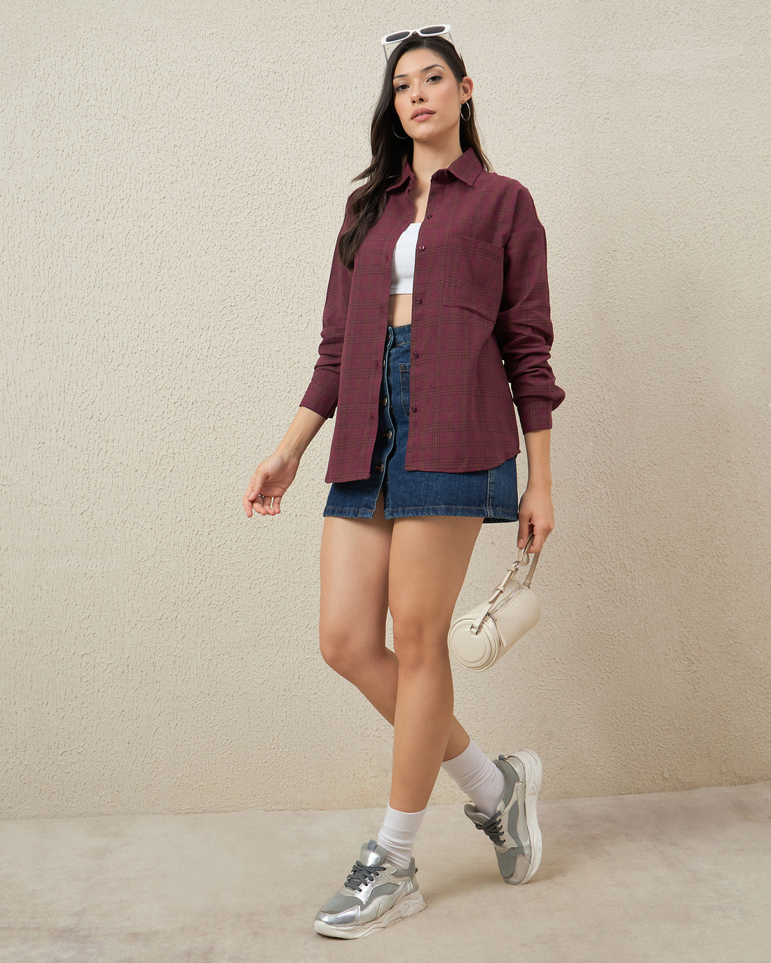 Chimpaaanzee Women Wine Oversized Shirt