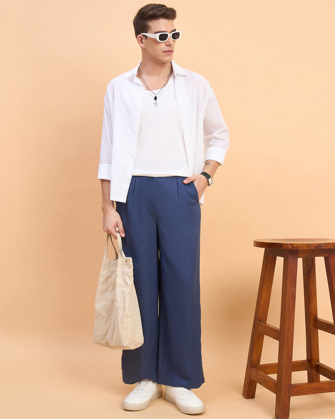 Chimpaaanzee Men White Boxy Fit Shirt