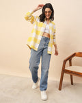 Chimpaaanzee Women Yellow & White Oversized Shirt - CHIMPAAANZEE