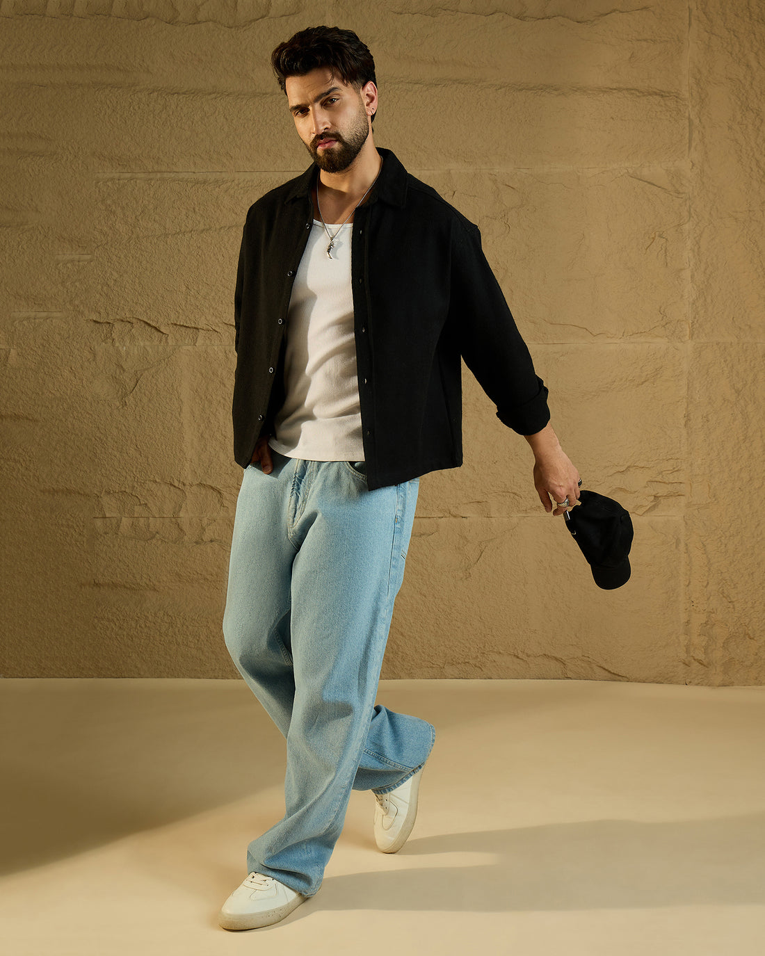 Chimpaaanzee Men Black Oversized Fit Shirt