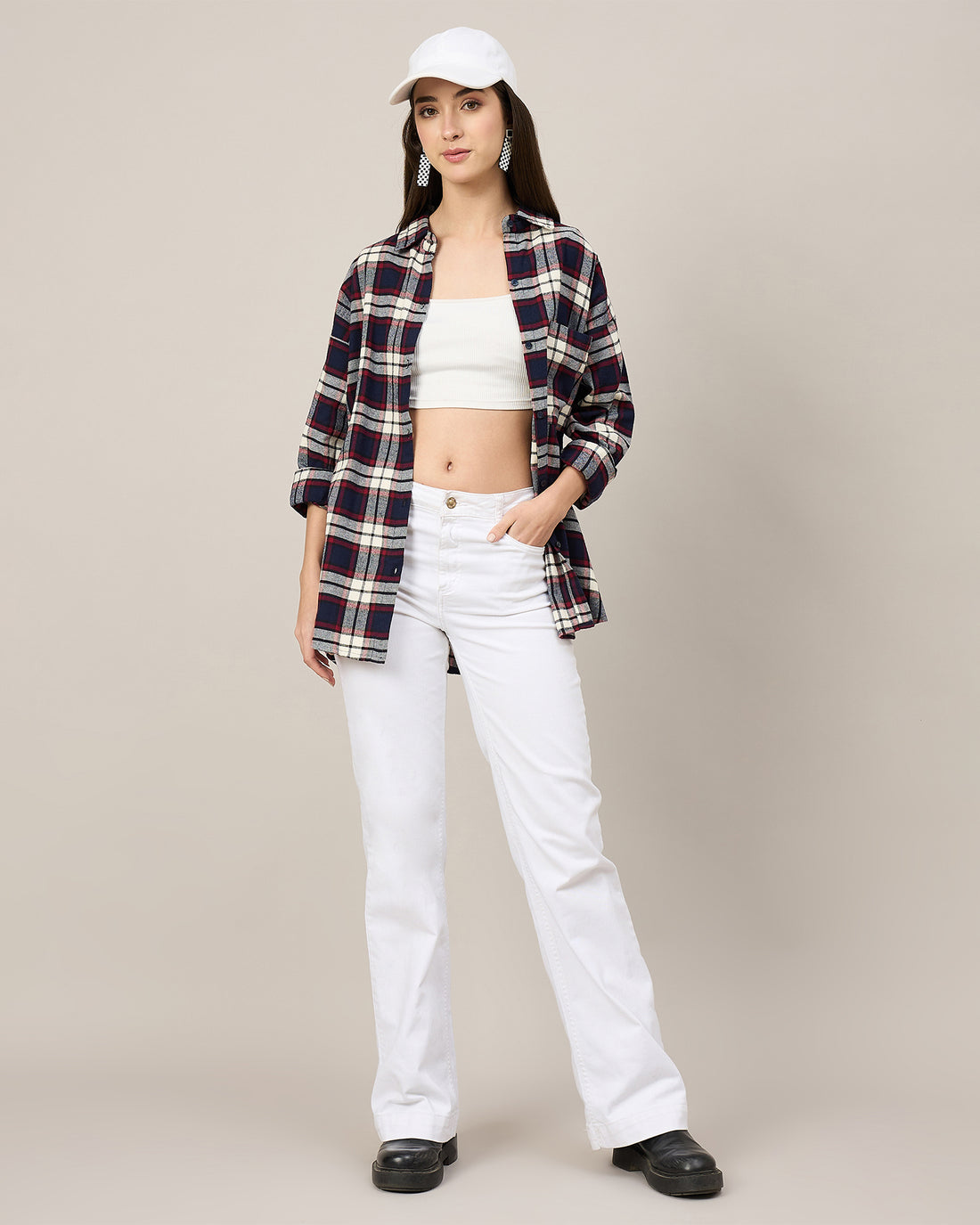 Chimpaaanzee Women Navy & Maroon Oversized Shirt