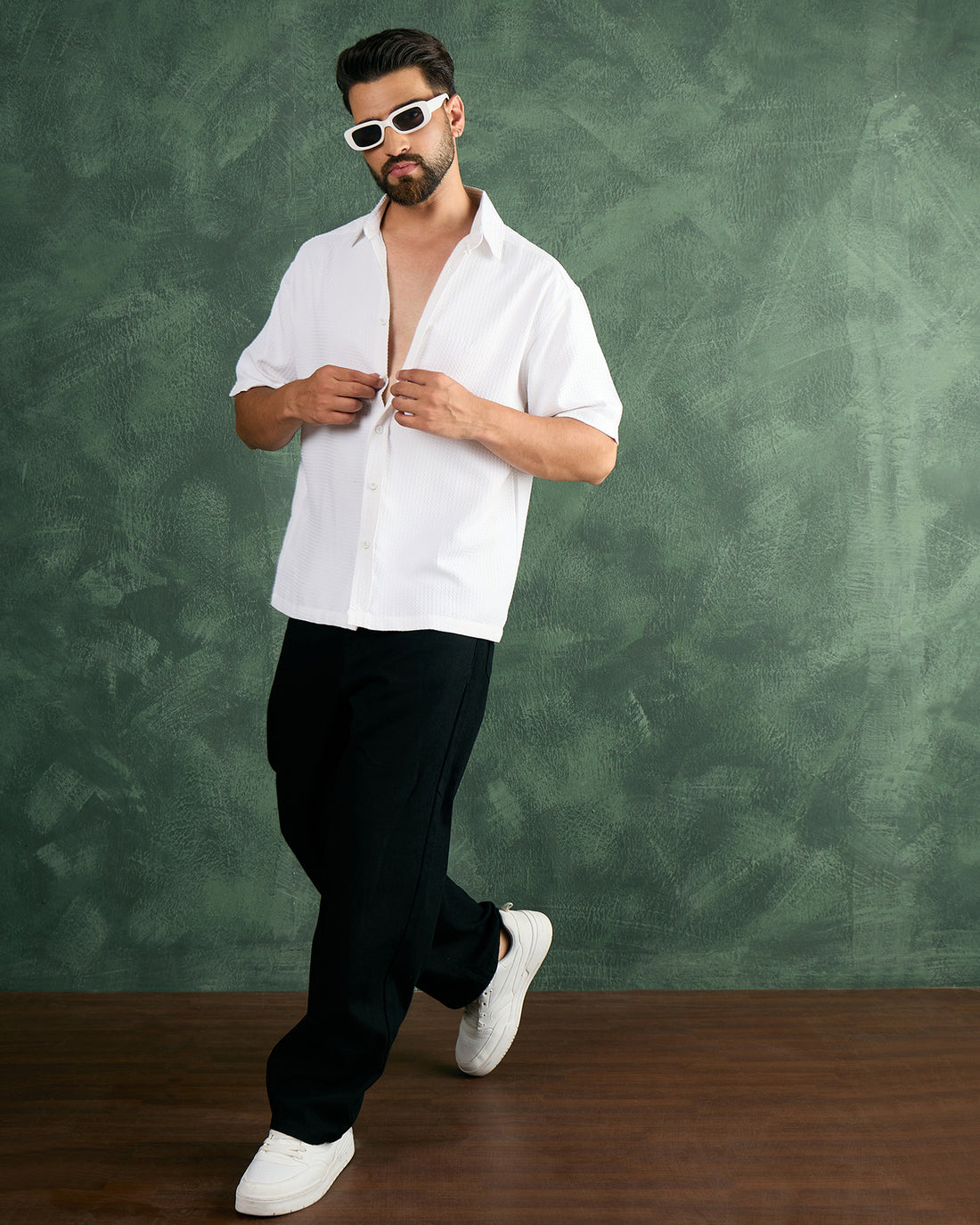 Chimpaaanzee Men White Oversized Fit Shirt