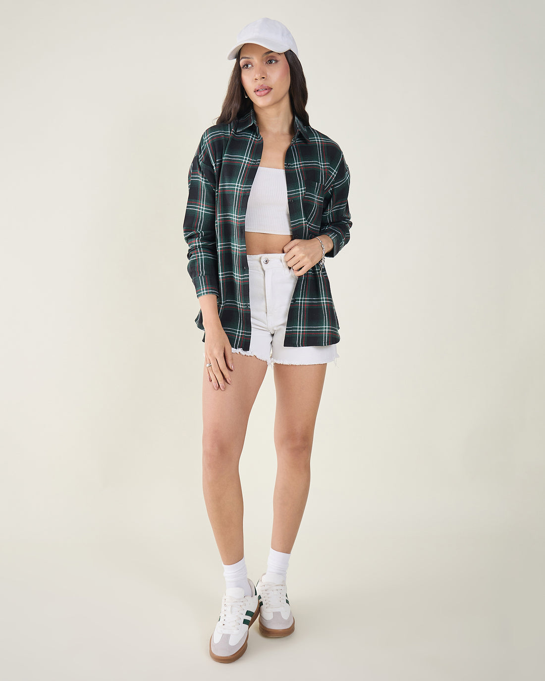 Chimpaaanzee Women Green & Black Oversized Shirt